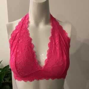 NWT FREE PEOPLE PINK LACE  BRALETTE SZ SMALL